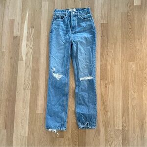 Reformation | Cynthia straight high rise distressed jeans in shasta destroyed